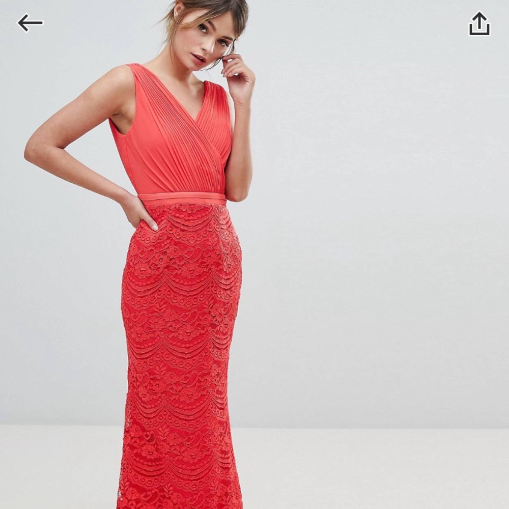 Little mistress lace dress with bow back detail